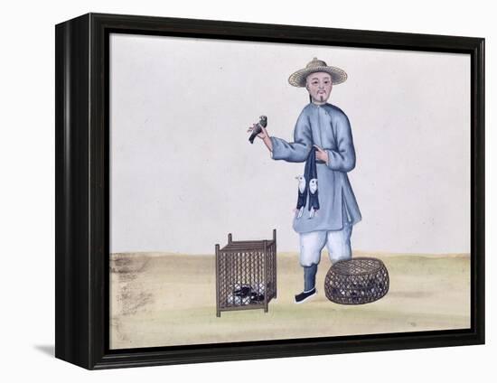 The Pigeon Seller, from a Book on the Street Calls of Peking, circa 1785-null-Framed Premier Image Canvas