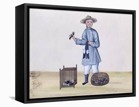 The Pigeon Seller, from a Book on the Street Calls of Peking, circa 1785-null-Framed Premier Image Canvas