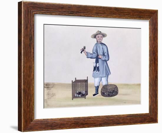 The Pigeon Seller, from a Book on the Street Calls of Peking, circa 1785-null-Framed Giclee Print