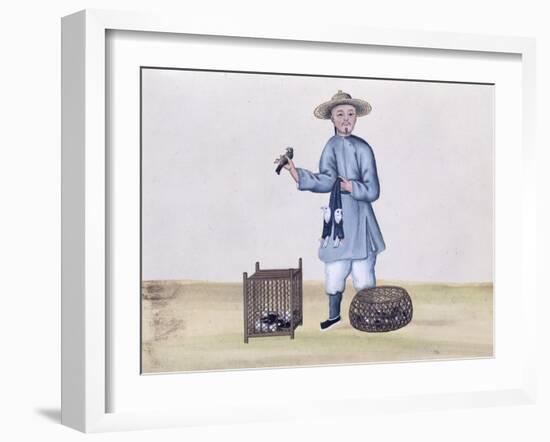 The Pigeon Seller, from a Book on the Street Calls of Peking, circa 1785-null-Framed Giclee Print