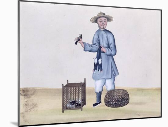 The Pigeon Seller, from a Book on the Street Calls of Peking, circa 1785-null-Mounted Giclee Print