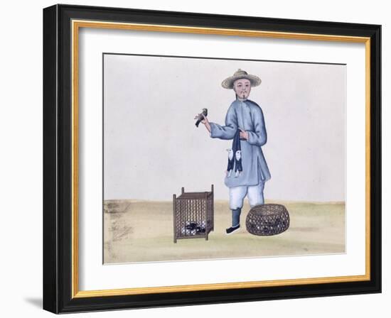 The Pigeon Seller, from a Book on the Street Calls of Peking, circa 1785-null-Framed Giclee Print