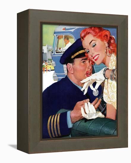 The Pilot Hated Stewardesses - Saturday Evening Post "Leading Ladies", May 15, 1954 pg.36-Robert Meyers-Framed Premier Image Canvas