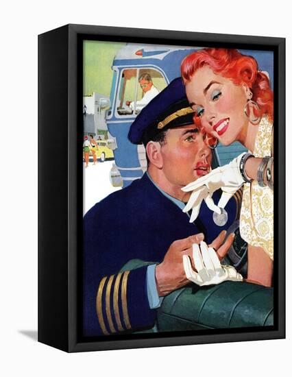 The Pilot Hated Stewardesses - Saturday Evening Post "Leading Ladies", May 15, 1954 pg.36-Robert Meyers-Framed Premier Image Canvas