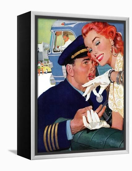 The Pilot Hated Stewardesses - Saturday Evening Post "Leading Ladies", May 15, 1954 pg.36-Robert Meyers-Framed Premier Image Canvas