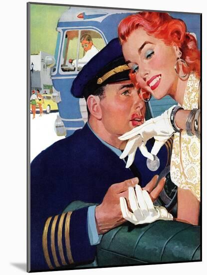 The Pilot Hated Stewardesses - Saturday Evening Post "Leading Ladies", May 15, 1954 pg.36-Robert Meyers-Mounted Giclee Print