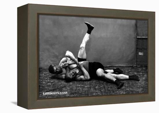 The Pin: Russian Wrestlers-null-Framed Stretched Canvas