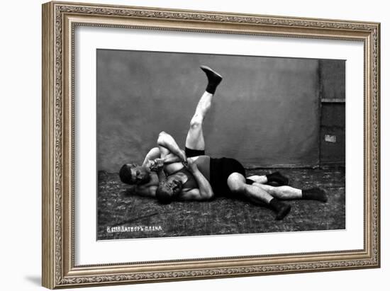 The Pin: Russian Wrestlers-null-Framed Art Print