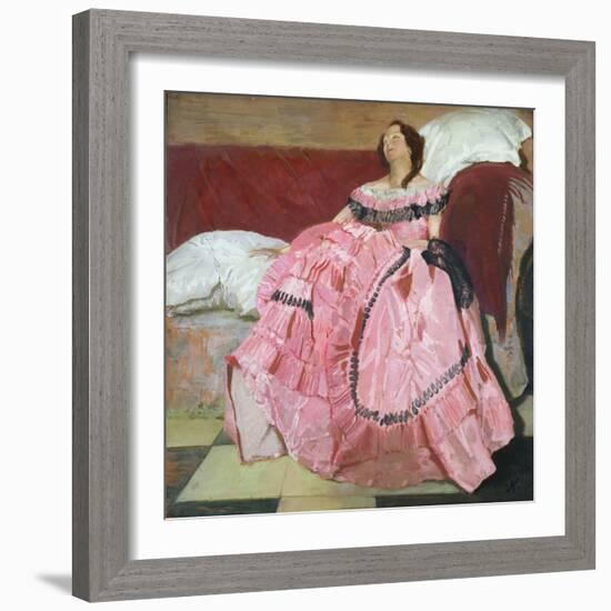 The Pink Dress (Oil on Panel)-William Nicholson-Framed Giclee Print