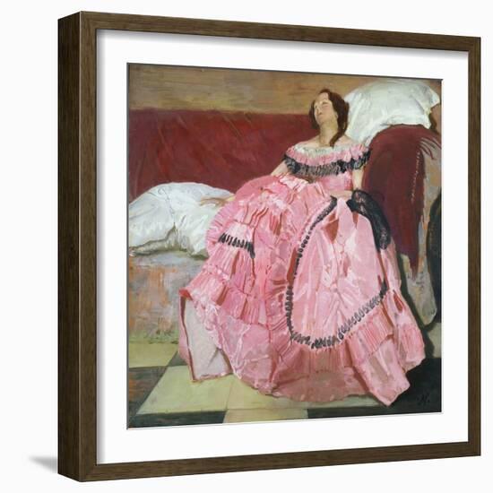 The Pink Dress (Oil on Panel)-William Nicholson-Framed Giclee Print