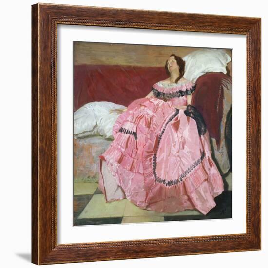 The Pink Dress (Oil on Panel)-William Nicholson-Framed Giclee Print