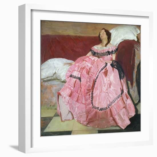 The Pink Dress (Oil on Panel)-William Nicholson-Framed Giclee Print