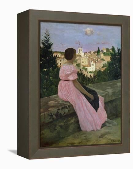 The Pink Dress, or View of Castelnau-Le-Lez, Herault, 1864-Frederic Bazille-Framed Premier Image Canvas