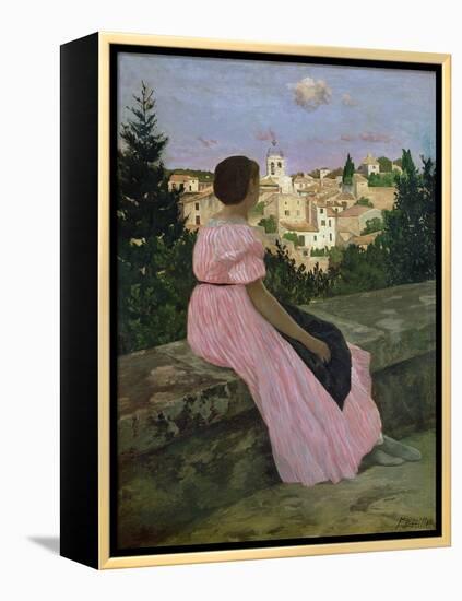 The Pink Dress, or View of Castelnau-Le-Lez, Herault, 1864-Frederic Bazille-Framed Premier Image Canvas