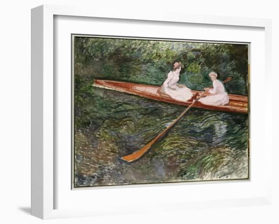 The Pink Rowing Boat-Claude Monet-Framed Giclee Print