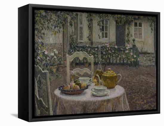 The Pink Tablecloth; La Nappe Rose-Henri Eugene Augustin Le Sidaner-Framed Premier Image Canvas