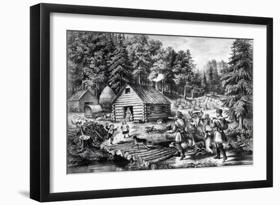 The Pioneer's Home on the Western Frontier, Pub. by Currier and Ives, 1867-American School-Framed Giclee Print