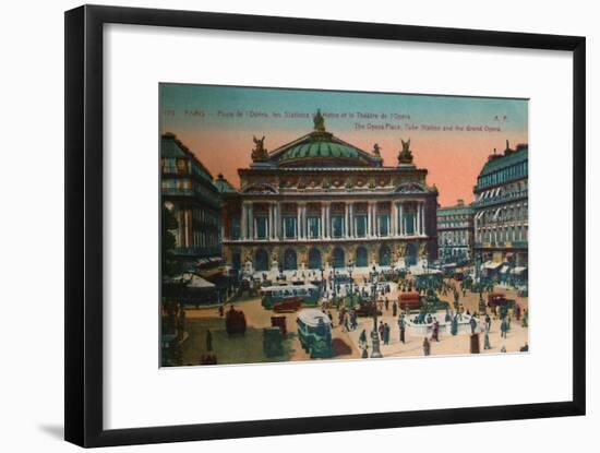 The Place de l'Opéra, Metro Station and L'Opéra Garnier, Paris, c1920-Unknown-Framed Giclee Print