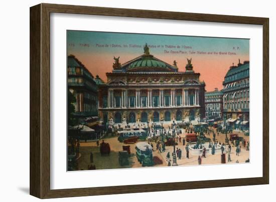 The Place de l'Opéra, Metro Station and L'Opéra Garnier, Paris, c1920-Unknown-Framed Giclee Print