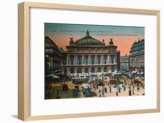 The Place de l'Opéra, Metro Station and L'Opéra Garnier, Paris, c1920-Unknown-Framed Giclee Print
