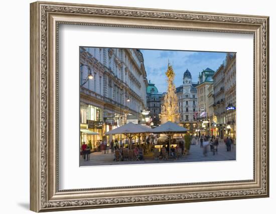 The Plague Column, Graben Street at Night, Vienna, Austria-Peter Adams-Framed Photographic Print