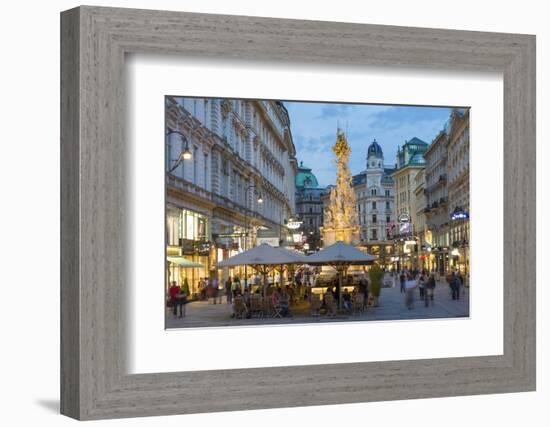 The Plague Column, Graben Street at Night, Vienna, Austria-Peter Adams-Framed Photographic Print