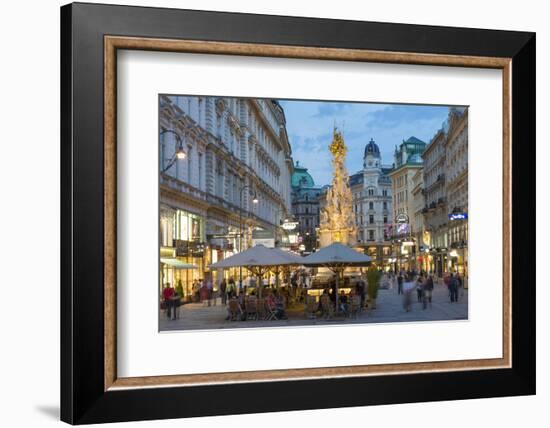 The Plague Column, Graben Street at Night, Vienna, Austria-Peter Adams-Framed Photographic Print