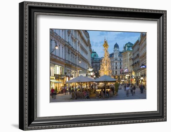 The Plague Column, Graben Street at Night, Vienna, Austria-Peter Adams-Framed Photographic Print