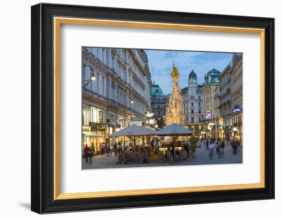 The Plague Column, Graben Street at Night, Vienna, Austria-Peter Adams-Framed Photographic Print