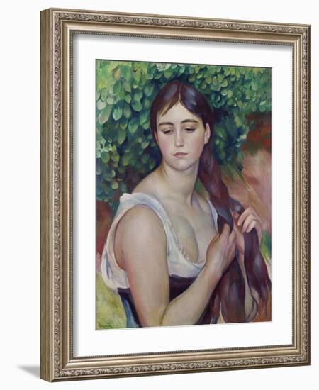 The Plait (La Natte), about 1886-87-Pierre-Auguste Renoir-Framed Giclee Print