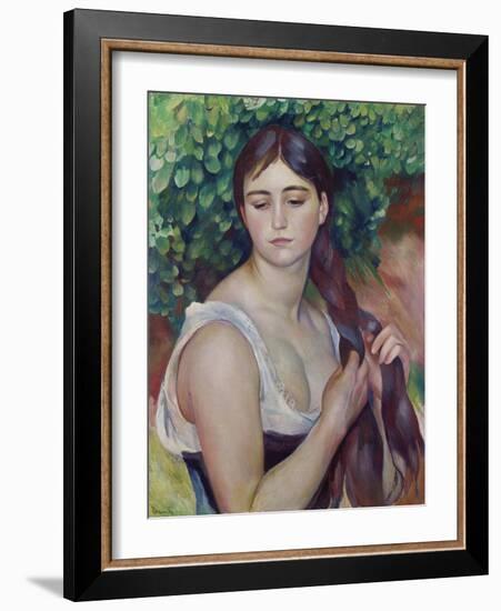 The Plait (La Natte), about 1886-87-Pierre-Auguste Renoir-Framed Giclee Print