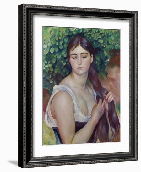 The Plait (La Natte), about 1886-87-Pierre-Auguste Renoir-Framed Giclee Print