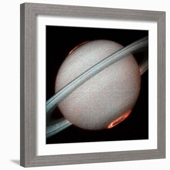 The Planet Saturn, North and South Poles Ablaze, Taken by the Hubble Space Telescope-null-Framed Photographic Print