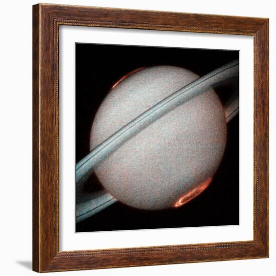 The Planet Saturn, North and South Poles Ablaze, Taken by the Hubble Space Telescope-null-Framed Photographic Print