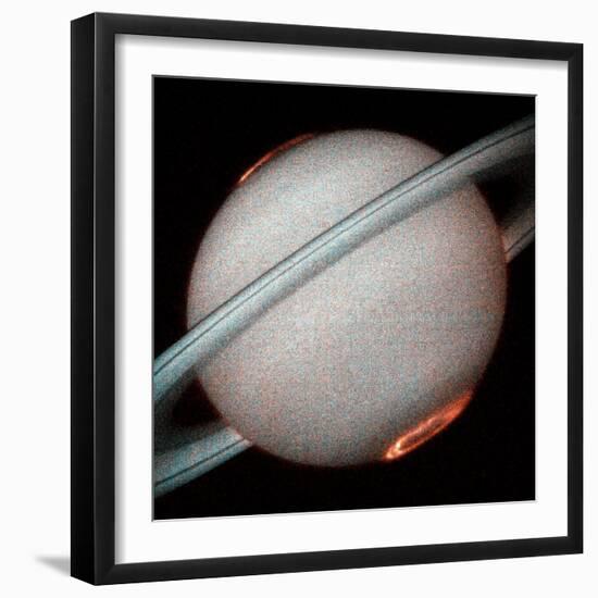 The Planet Saturn, North and South Poles Ablaze, Taken by the Hubble Space Telescope-null-Framed Photographic Print