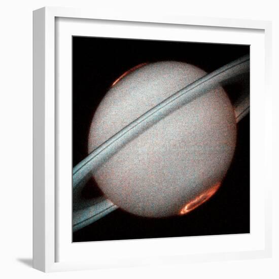 The Planet Saturn, North and South Poles Ablaze, Taken by the Hubble Space Telescope-null-Framed Photographic Print