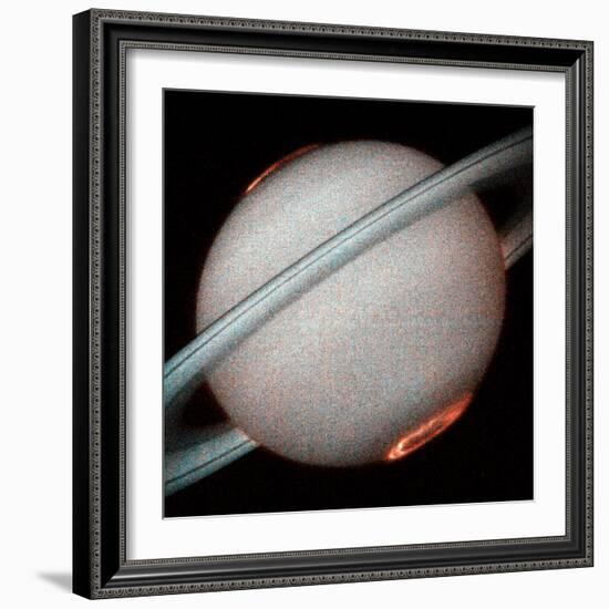 The Planet Saturn, North and South Poles Ablaze, Taken by the Hubble Space Telescope-null-Framed Photographic Print