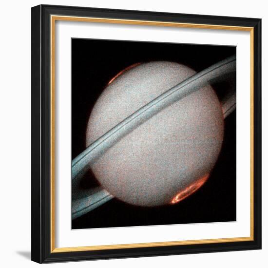 The Planet Saturn, North and South Poles Ablaze, Taken by the Hubble Space Telescope-null-Framed Photographic Print