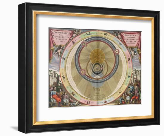 The Planisphere of Brahe, Harmonia Macrocosmica, 1660-Science Source-Framed Premium Giclee Print