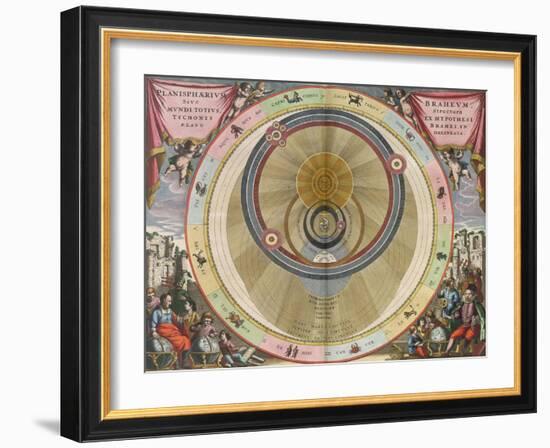 The Planisphere of Brahe, Harmonia Macrocosmica, 1660-Science Source-Framed Giclee Print