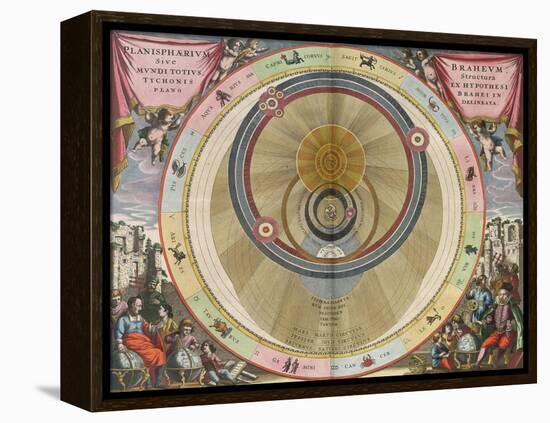 The Planisphere of Brahe, Harmonia Macrocosmica, 1660-Science Source-Framed Premier Image Canvas