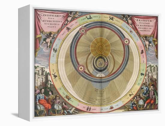 The Planisphere of Brahe, Harmonia Macrocosmica, 1660-Science Source-Framed Premier Image Canvas