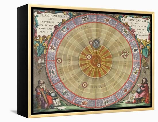 The Planisphere of Copernicus, Harmonia Macrocosmica, 1660-Science Source-Framed Premier Image Canvas