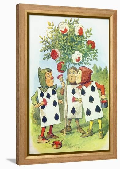 The Playing Cards Painting the Rose Bush, Illustration from Alice in Wonderland by Lewis Carroll-John Tenniel-Framed Premier Image Canvas