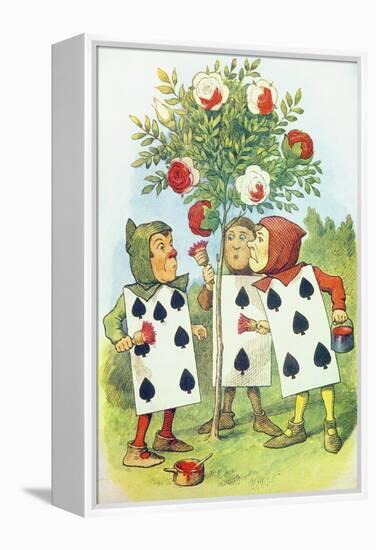 The Playing Cards Painting the Rose Bush, Illustration from Alice in Wonderland by Lewis Carroll-John Tenniel-Framed Premier Image Canvas