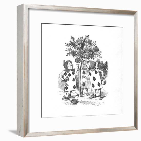 'The Playing cards painting the Rose Bushes', 1889-John Tenniel-Framed Giclee Print