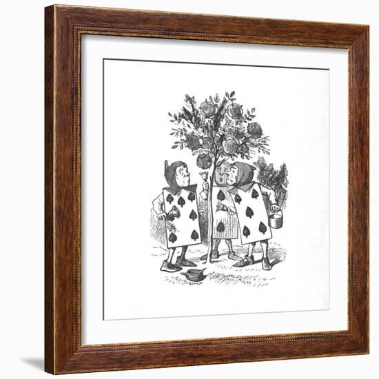 'The Playing cards painting the Rose Bushes', 1889-John Tenniel-Framed Giclee Print