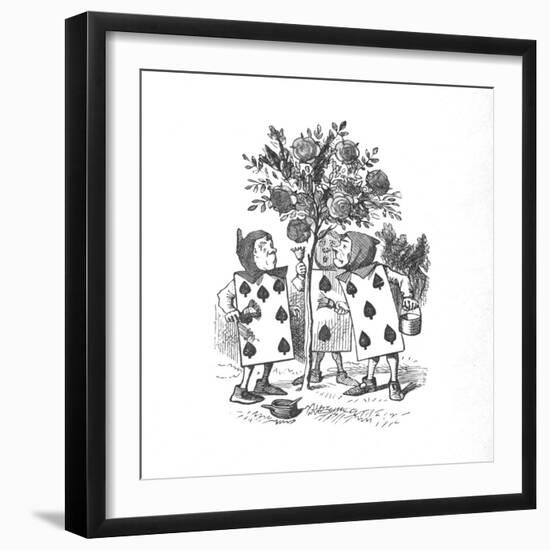 'The Playing cards painting the Rose Bushes', 1889-John Tenniel-Framed Giclee Print