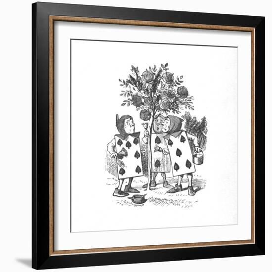 'The Playing cards painting the Rose Bushes', 1889-John Tenniel-Framed Giclee Print