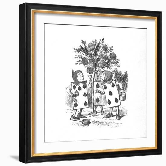 'The Playing cards painting the Rose Bushes', 1889-John Tenniel-Framed Giclee Print